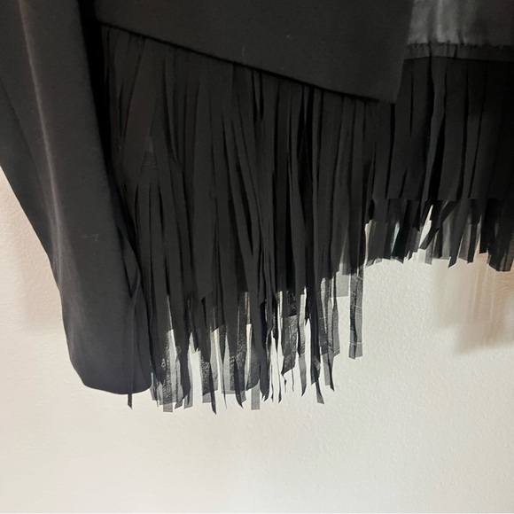 Banana Republic Crop Black Fringe Suit Jacket Size 6 - Picture 8 of 11